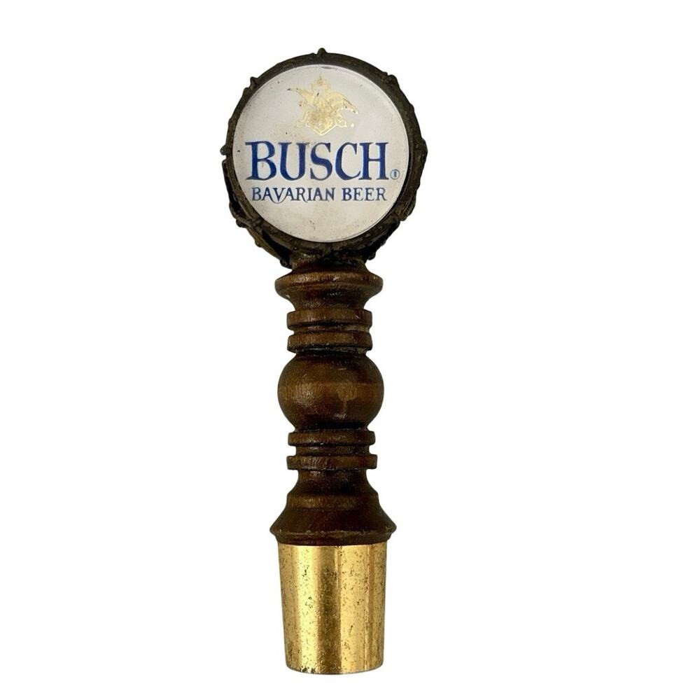 Vintage Busch Bavarian Beer Keg Handle Wooden Drum Double Sided Tap Handle 4.25”